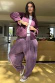 Cabbage Rose Cotton Quilted Jacket Aubergine